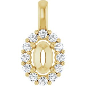 14K Geelgoud 6x4 mm Ovaal 1/5 CTW Natuurlijke Diamant Semi-Gezet Hanger