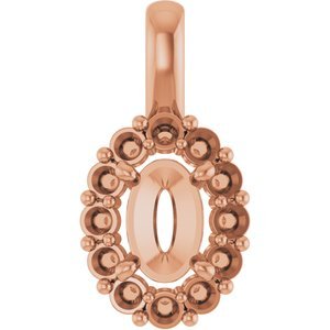 14K Roségoud  6x4 mm Ovaal Hanger Montuur