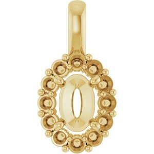 14K Geelgoud  6x4 mm Ovaal Hanger Montuur