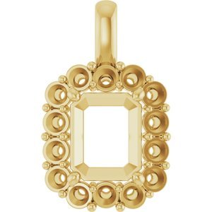 18K Geelgoud  11x9 mm Emerald Hanger Montuur
