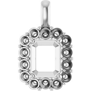 18K Witgoud  11x9 mm Emerald Hanger Montuur