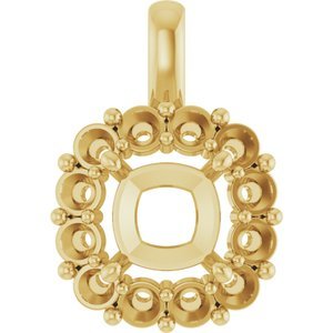 14K Geelgoud 8 mm Cushion Hanger Montuur