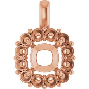 18K Roségoud  8 mm Cushion Hanger Montuur