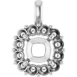 18K Witgoud  8 mm Cushion Hanger Montuur