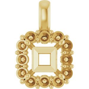 14K Geelgoud  6 mm Princess Hanger Montuur
