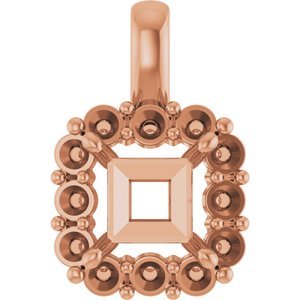 14K Roségoud  6 mm Princess Hanger Montuur