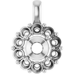 18K Witgoud  7.4 mm Rond Hanger Montuur