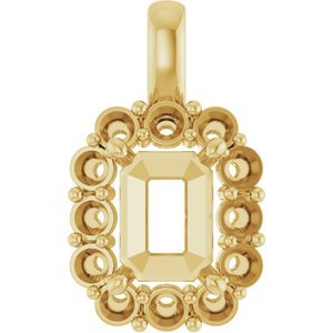 14K Geelgoud 8x6 mm Emerald Hanger Montuur