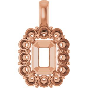 18K Roségoud  8x6 mm Emerald Hanger Montuur