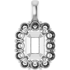 18K Witgoud  8x6 mm Emerald Hanger Montuur