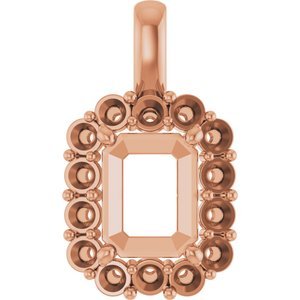 18K Roségoud  9x7 mm Emerald Hanger Montuur