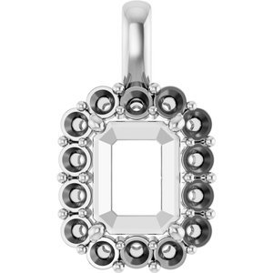 18K Witgoud  9x7 mm Emerald Hanger Montuur