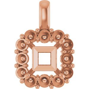 14K Roségoud  8 mm Princess Hanger Montuur