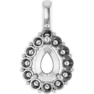 18K Witgoud  8x6 mm Peer Hanger Montuur