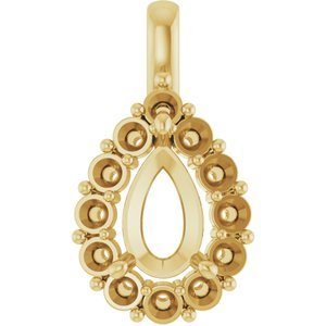 18K Geelgoud  12x8 mm Peer Hanger Montuur