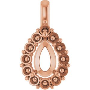 14K Roségoud  12x8 mm Peer Hanger Montuur