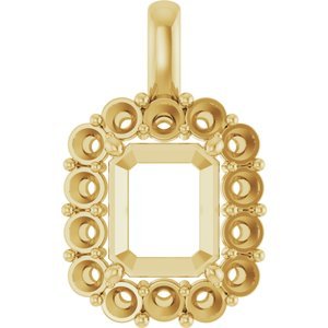 18K Geelgoud  12x10 mm Emerald Hanger Montuur