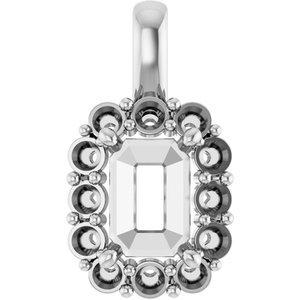 18K Witgoud  7x5 mm Emerald Hanger Montuur