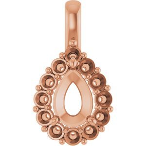 18K Roségoud  7x5 mm Peer Hanger Montuur