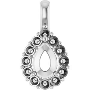 18K Witgoud  7x5 mm Peer Hanger Montuur