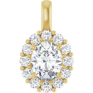 18K Geelgoud 9x7 mm Ovaal Hanger Montuur - Afbeelding 5
