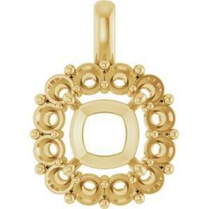 18K Geelgoud  12 mm Cushion Hanger Montuur