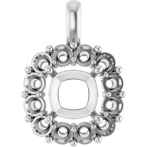 18K Witgoud  12 mm Cushion Hanger Montuur