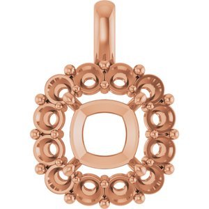 14K Roségoud  12 mm Cushion Hanger Montuur