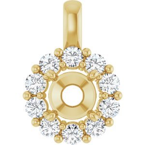 14K Geelgoud 6.5 mm Rond 5/8 CTW Natuurlijke Diamant Semi-Gezet Hanger