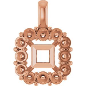 14K Roségoud  10 mm Princess Hanger Montuur