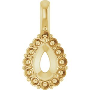 18K Geelgoud  6x4 mm Peer Hanger Montuur