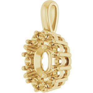 18K Geelgoud 9x7 mm Ovaal Hanger Montuur - Afbeelding 2