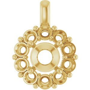 14K Geelgoud  12 mm Rond Hanger Montuur