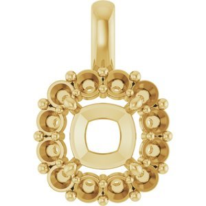 14K Geelgoud  6 mm Cushion Hanger Montuur
