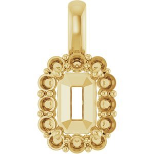 18K Geelgoud  6x4 mm Emerald Hanger Montuur