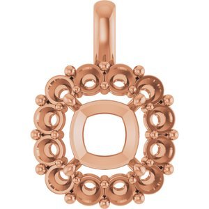 14K Roségoud  10 mm Cushion Hanger Montuur