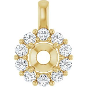 14K Geelgoud 6 mm Rond 1/2 CTW Natuurlijke Diamant Semi-Gezet Hanger