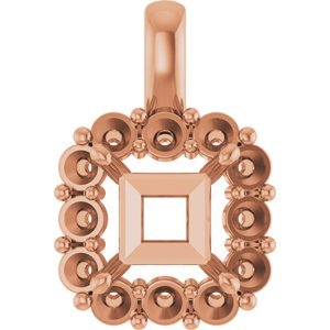 14K Roségoud  7 mm Princess Hanger Montuur
