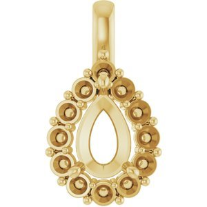 18K Geelgoud  10x7 mm Peer Hanger Montuur