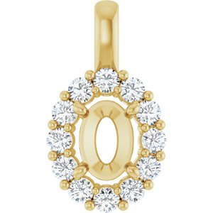 14K Geelgoud 7x5 mm Ovaal 1/3 CTW Natuurlijke Diamant Semi-Gezet Hanger