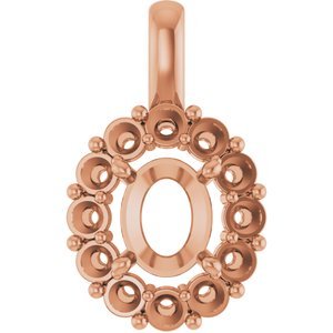 14K Roségoud  10x8 mm Ovaal Hanger Montuur