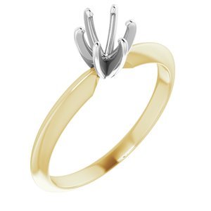 14K Geel/Witgoud 4.2-4.9 mm Rond Lichtgewicht 6-Prong Solitair Verlovings Ring Montuur