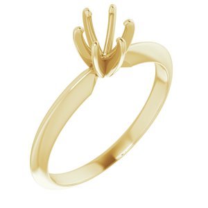 14K Geelgoud 4.2-4.9 mm Rond Lichtgewicht 6-Prong Solitair Verlovings Ring Montuur