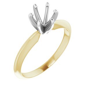14K Geel/Witgoud 5.4-5.7 mm Rond Lichtgewicht 6-Prong Solitair Verlovings Ring Montuur