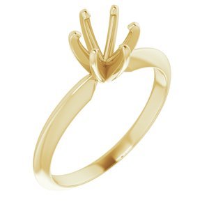 14K Geelgoud 5.4-5.7 mm Rond Lichtgewicht 6-Prong Solitair Verlovings Ring Montuur
