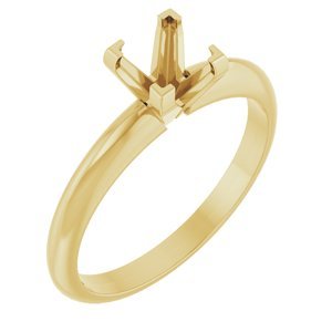 18K Geelgoud 5 mm Princess 4-Prong V-Prong Solitair Verlovings Ring Montuur