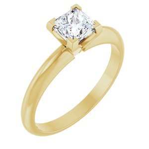 18K Geelgoud 5 mm Princess 4-Prong V-Prong Solitair Verlovings Ring Montuur - Afbeelding 5