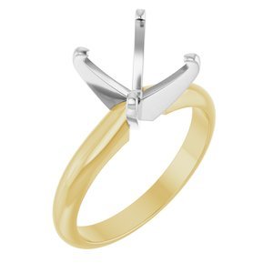 14K Geel/Witgoud 7x7 mm Princess Lichtgewicht 4-Prong Solitair Verlovings Ring Montuur