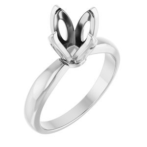 14K Witgoud 7.2-8.2 mm Rond 4-Prong Tulp-zetting Solitair Verlovings Ring Montuur