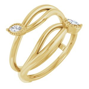 14K Geelgoud 1/10 CTW Natuurlijke Diamant Bypass Ring Guard